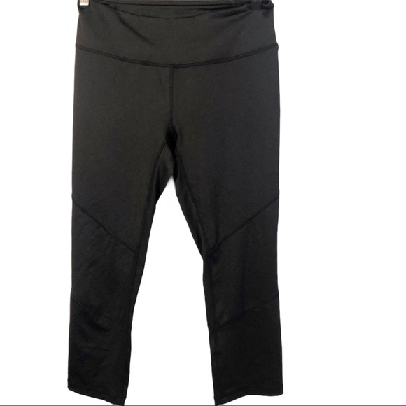 Reebok Black Cropped Leggings Reflective Strip Women's Size Small - Picture 2 of 8